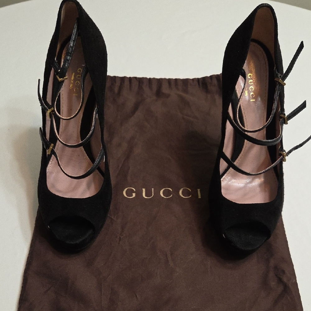 Gucci Black Strappy Women's Heels - Picture 3 of 7